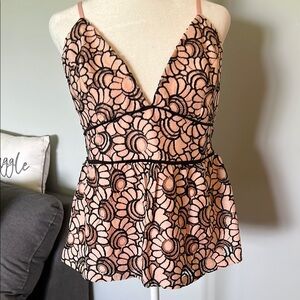 Venus Elegant Black Lace Overlay Pink Top